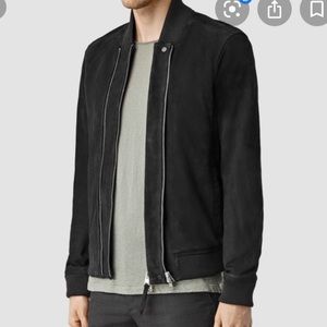 All saints suede bomber jacket